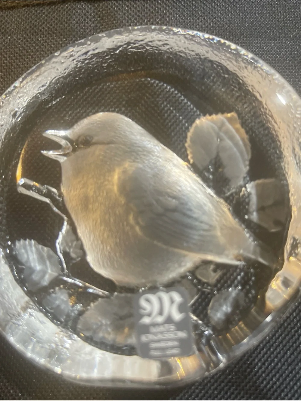 Clear Glass paper weight Bird Figurine - Decorative Crystal Bird